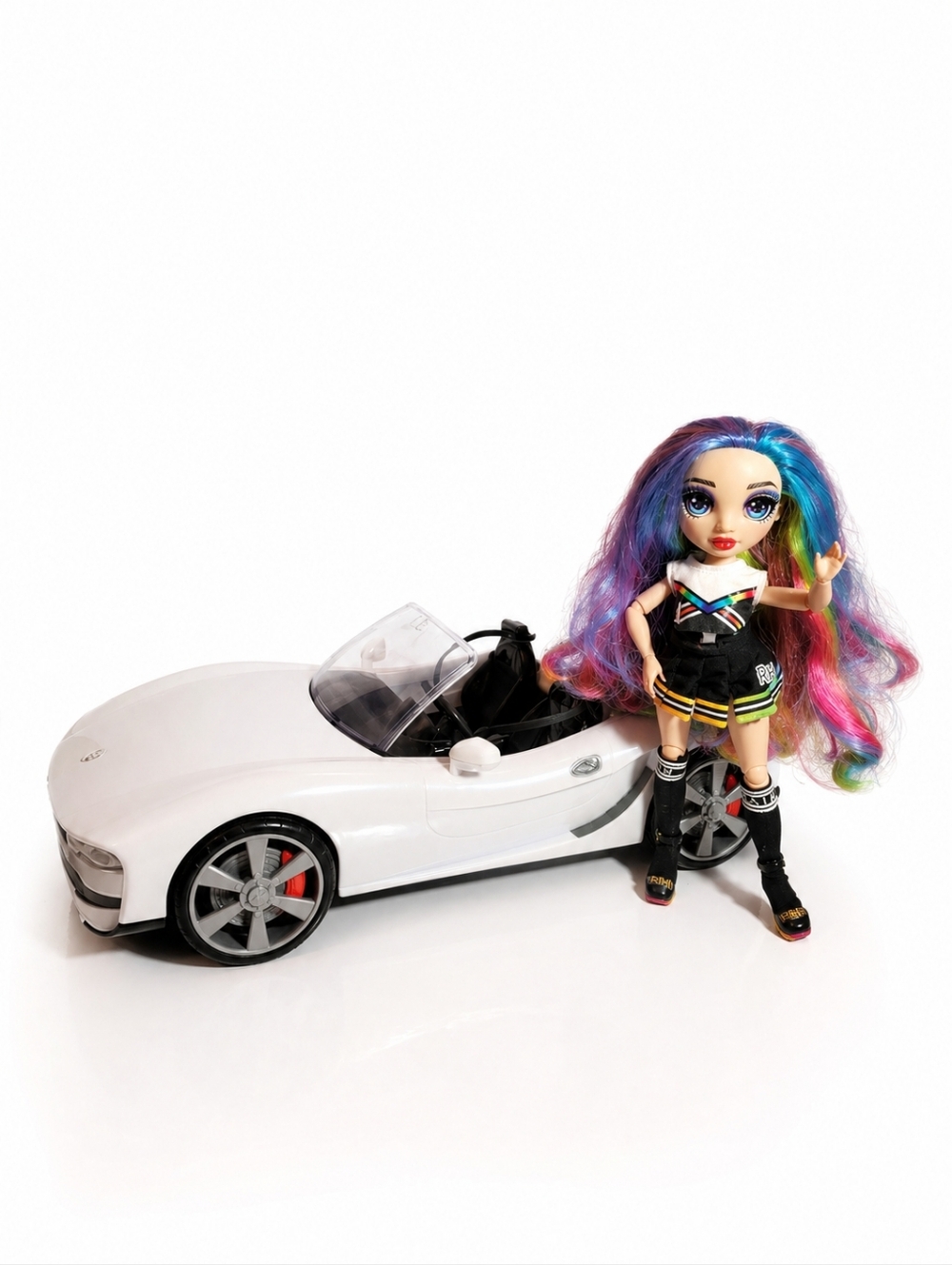 2021 Rainbow High Convertible Car + 2019 11" Amaya Raine Doll Cheerleader Bundle